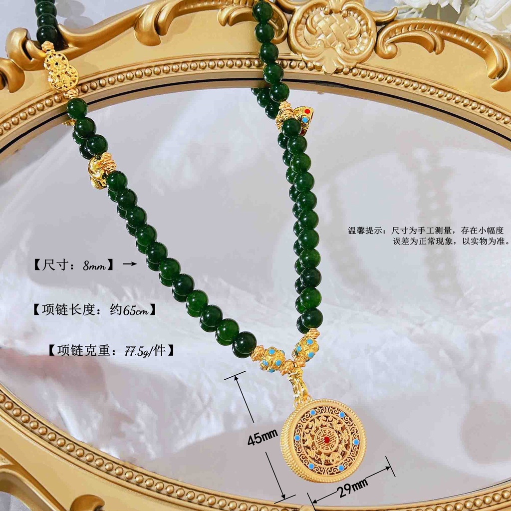 Goldkingdom Fashion Perhiasan Emas Asli Kadar 375 Bangkok Aksesoris Ready Stock French Emerald Beads Hang Tag Kalung Multi Lingkaran Gelang Wishy Hand String Necklace Woman