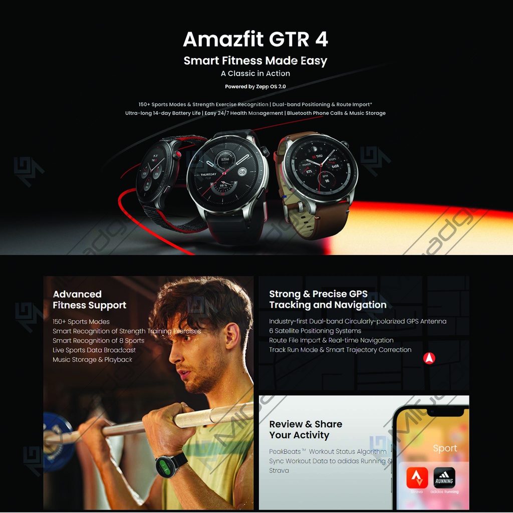 Jam Tangan Amazfit GTR 4 Classic Smartwatch AMOLED GPS Sport Fitness