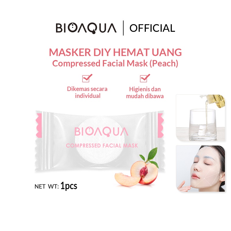 BISA COD BPOM BIOAQUA DIY Compressed Facial Face Mask Peach 1pcs Sekali Pakai Bungkus Pelembab Dikompresi Masker Pelembab Masker Kompres RUMAH CANTIK 354
