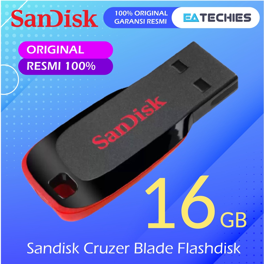 FLASHDISK SANDISK 16GB GARANSI RESMI 5 TAHUN ORI FD CRUZER BLADE 16 GB