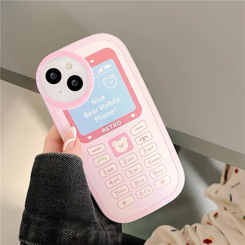 Nokia Telepon Desain Tombol Belakang Soft Case Kompatibel Untuk iPhone 7Plus 8Plus 6 6s Plus 13 11 12 14 Pro MAX XR X XS MAX Se2020 7 8 6Plus Kartun Beruang Lucu Lembut TPU Cover