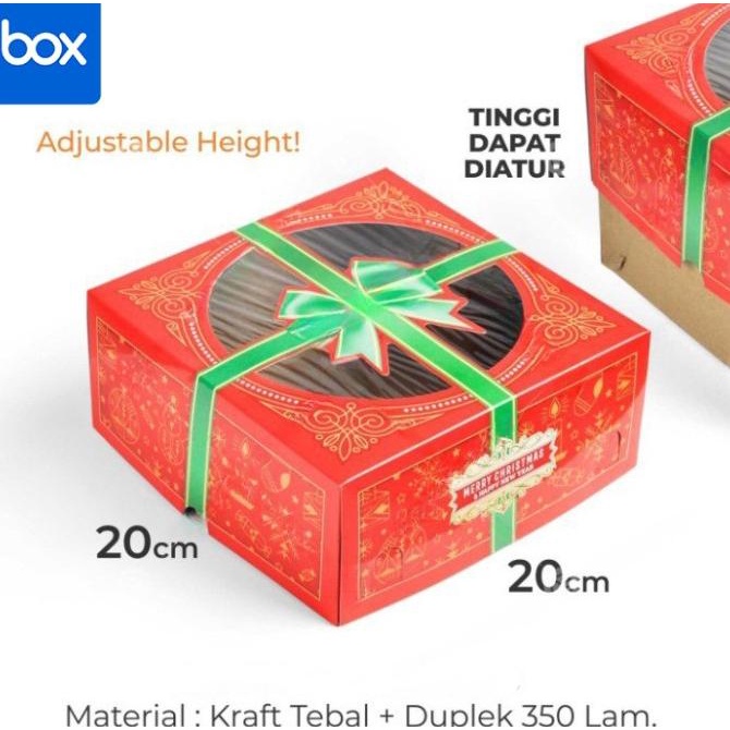 

>*>*>*>*] Box Kue Bolu Natal Kotak Packaging Chiffon Dus Pudding Christmas 20 cm