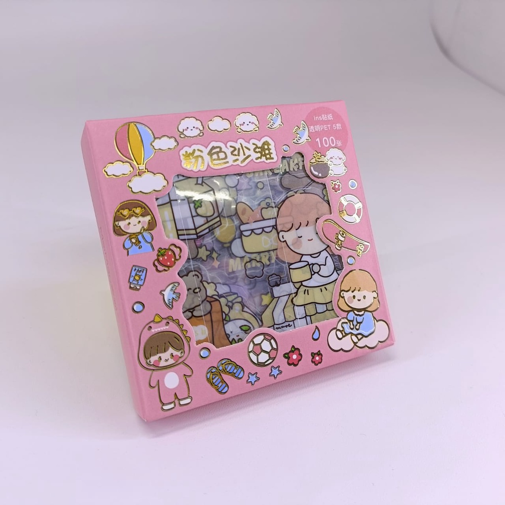 STIKER 2D MOMO MOTIF KARTUN KOREA / STICKER BOTOL MINUM PLASTIK ANTI AIR/ BUKU DIARY HANDBOOK SCRAPBOOK - HOKEE STORE