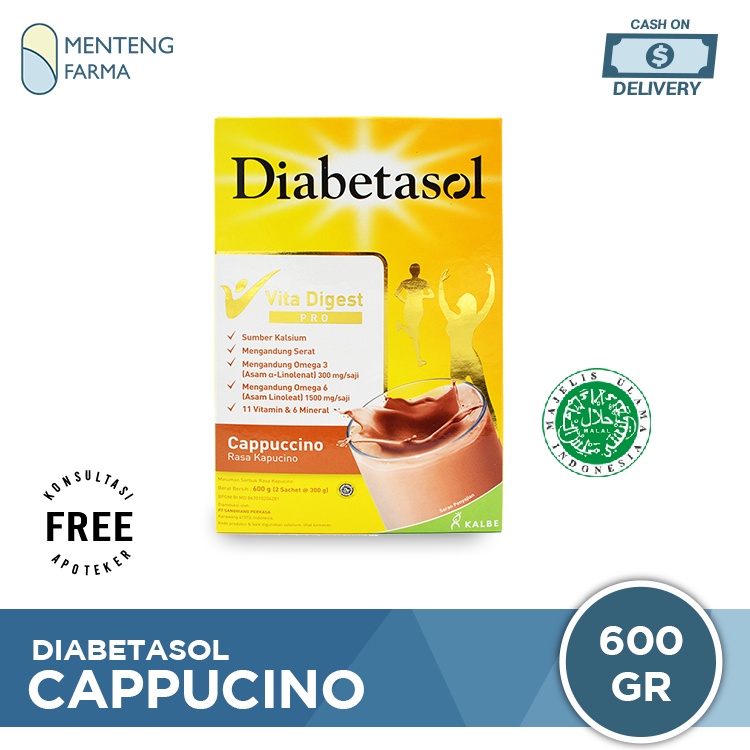 Diabetasol Cappucino 600 Gram - Susu Penambah Nutrisi Khusus Diabetes