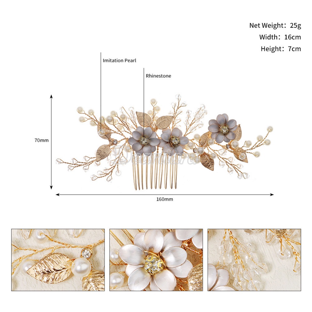 Sirkam Rambut Desain Bunga Hias Mutiara Handmade Untuk Pengantin Wanita