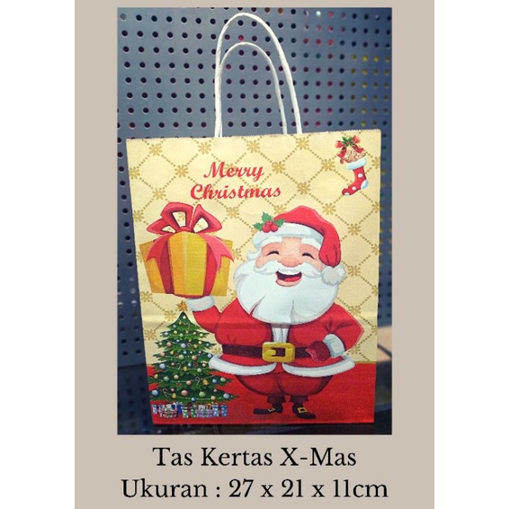 Tas Kertas Merry Christmas / Tas Kertas X-Mas  27 x 21 x 11cm / Tas  Natal / Tas Kertas / Tas Bingkisan