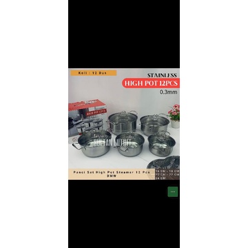 Panci Set High Pot Steamer 12 Pcs BMW