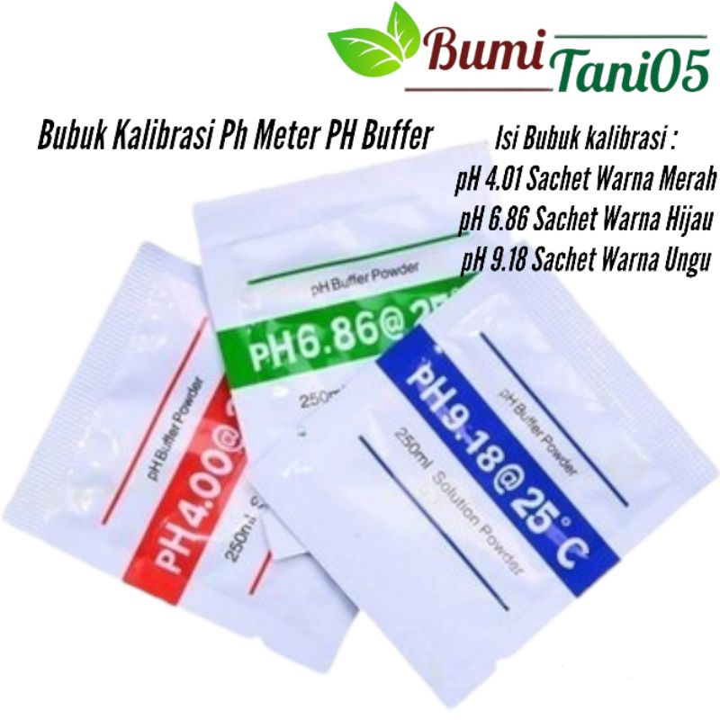 Bubuk Kalibrasi PH Meter Buffer PH 4.01/PH6.86/PH9.18 1 Set