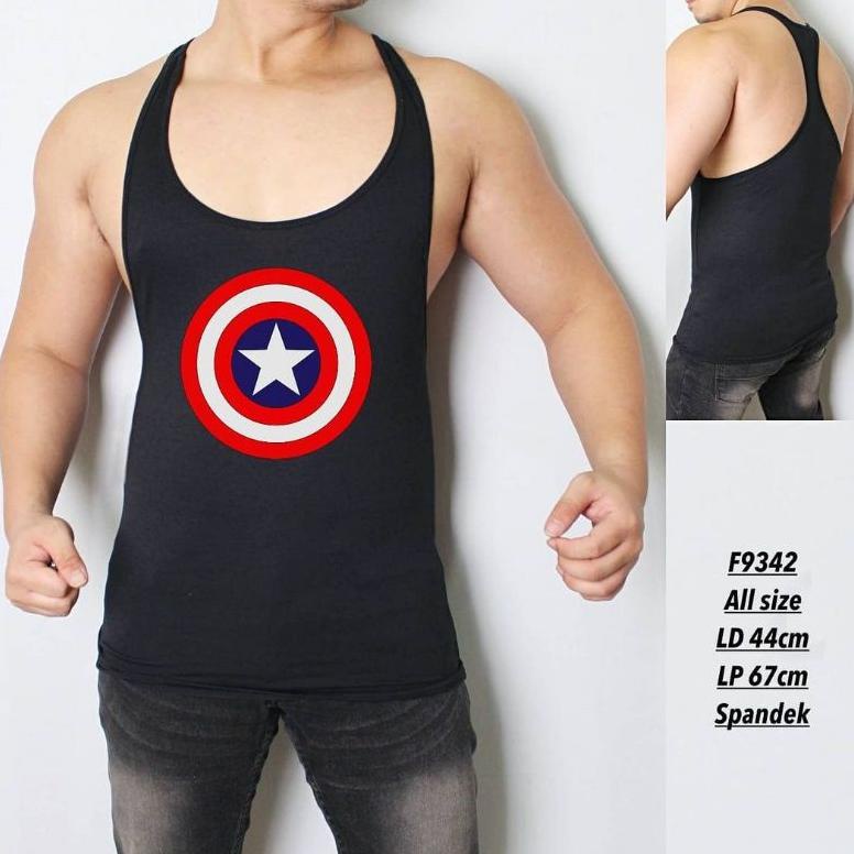 HOT Baju Kaos Singlet Gym captain america [KNP.31Oc22ᵛ]