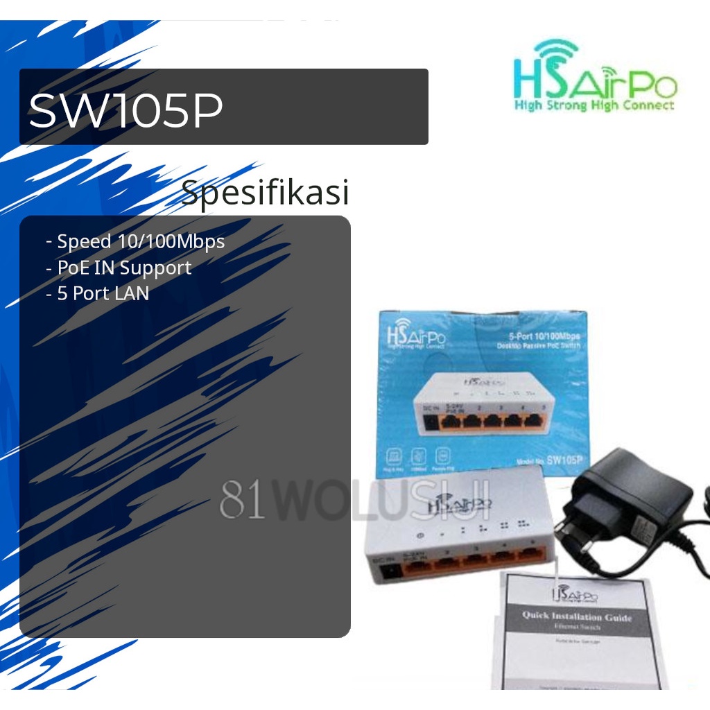 Switch/Hub HSAirpo SW105P 10/100Mbps 5 port LAN