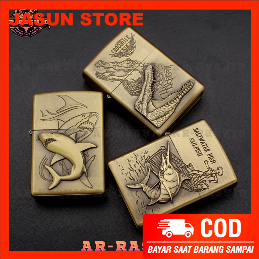 BISA COD! Korek Api Zippo Roda Api Minyak Jiantai Motif Ikan Fish JT-6083