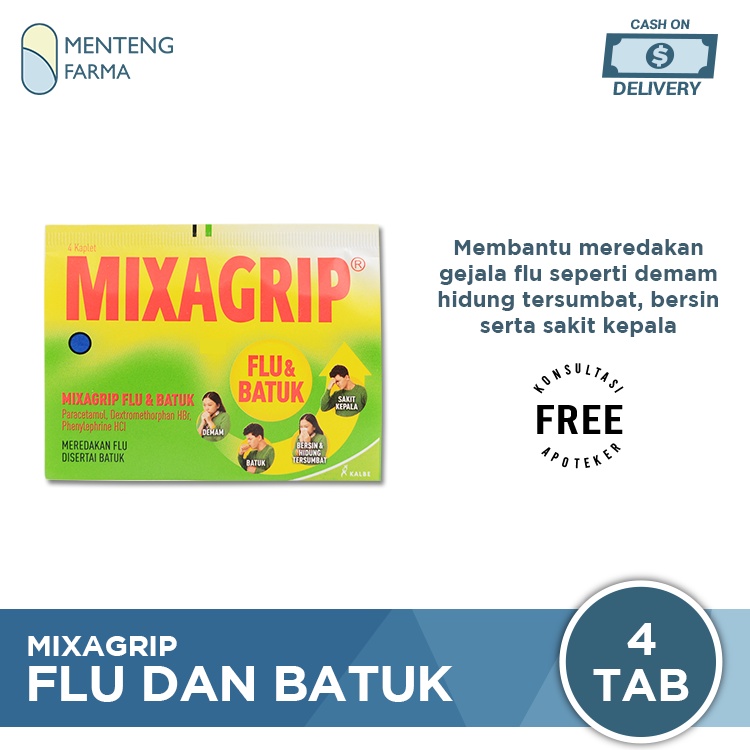 Mixagrip Flu &amp; Batuk 4 Kaplet - Meredakan Flu dan Batuk