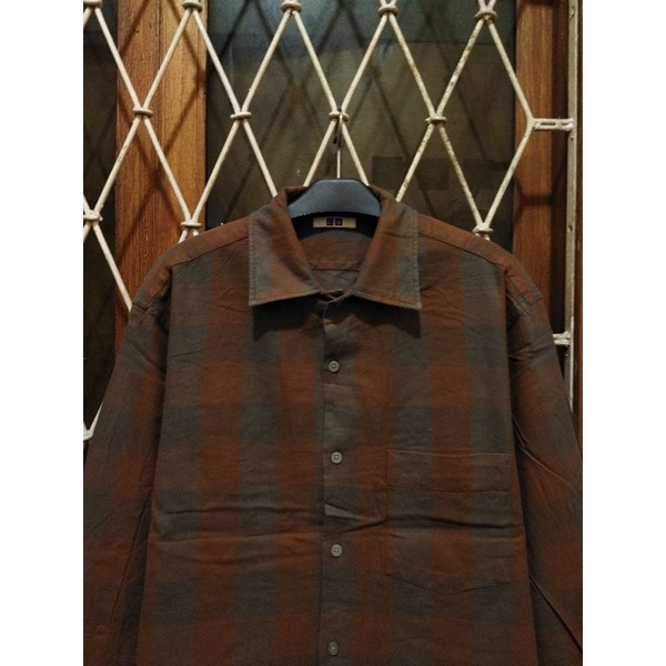 kemeja soft flannel uniqlo second original L kemeja outer gradasi  kasual pria murah terlaris