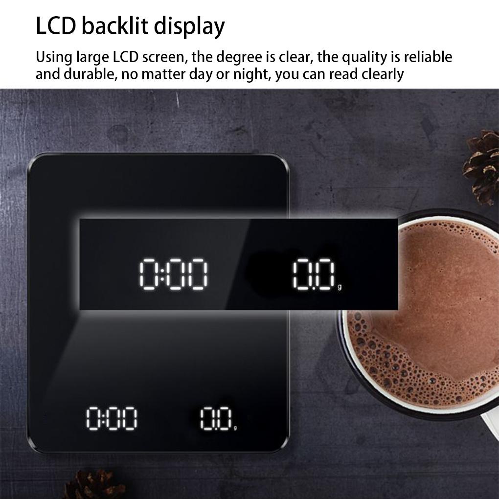 3kg /0 1g Timbangan Kopi Digital Elektronik Presisi Tinggi LED Display Keseimbangan Berat Dapur Pengukur Berat Akurat