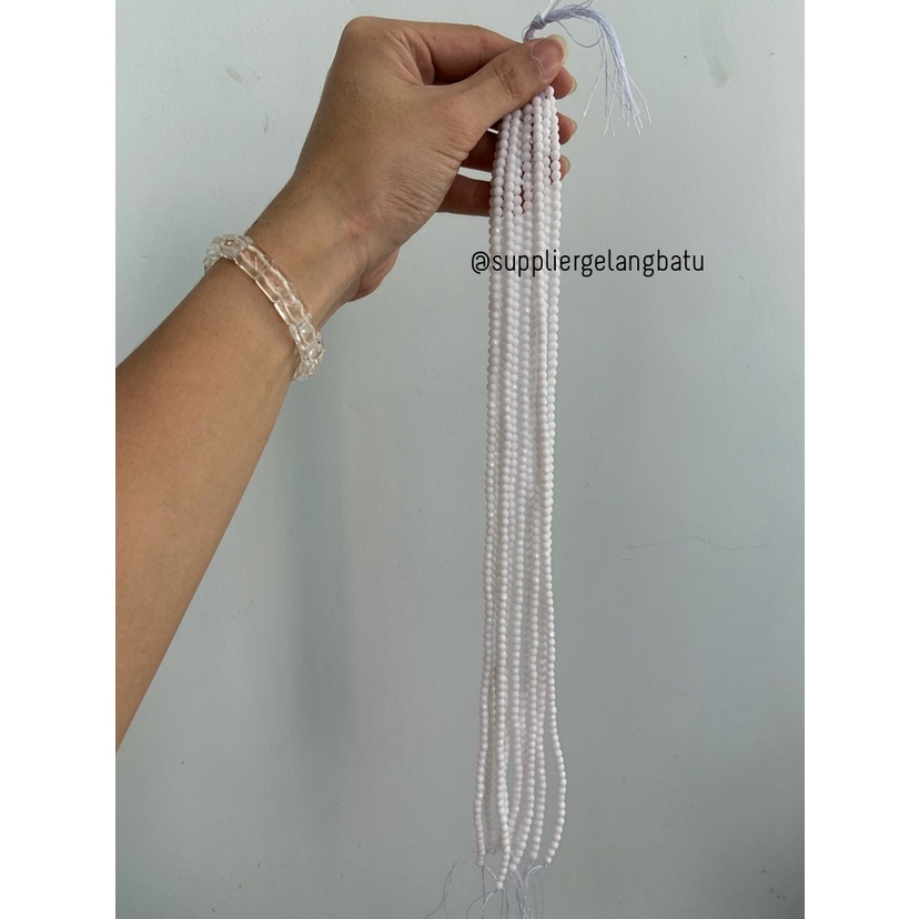 batu WHITE ONYX PUTIH FACETED BEADS 4mm cutting bahan gelang kalung