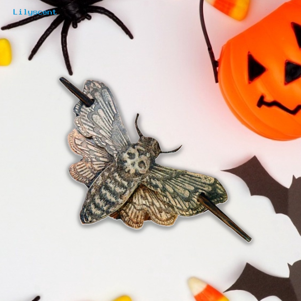 Stick Pin Rambut Desain Death Moth Misterius Untuk Halloween