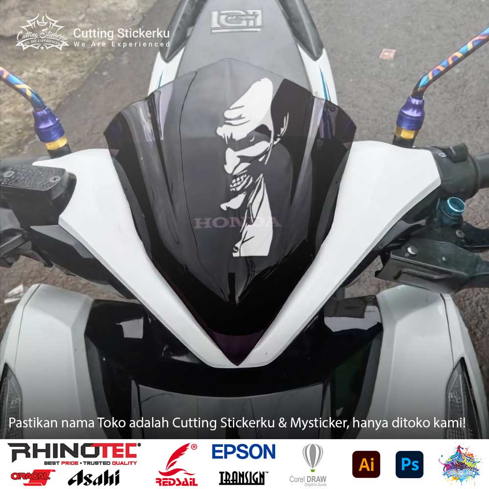 Cutting Stiker Smiling Joker Variasi Motor Mobil Sticker Lucu Timbul Keren Nyala Dasbor Spakbor Visor Body Kaca Helm Laptop Hologram Reflective Tahan Air Setiker Veriasi Bodi Samping DC Marvel Kata Matic Scoopy Vario Beat NMAX PCX Vespa Windshield Batman