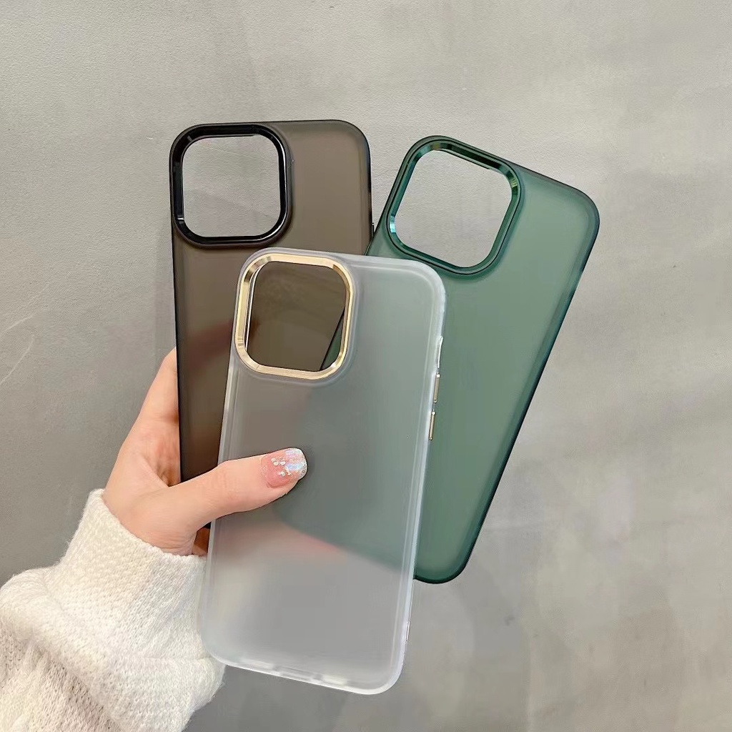 Hard case Pelindung Kamera Bahan Logam Warna Ungu Matte Buram Untuk iphone 14 pro max 14 plus 12 13 pro max