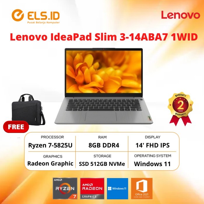 Laptop Lenovo IdeaPad Slim 3-14ABA7 1WID Ryzen 7-5825U 8GB SSD 512GB