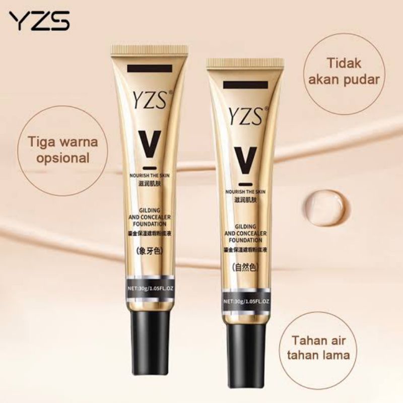 YZS Original Gilding And Concealer Liquid Foundation Moisturizing Waterproof BB Cream Lightening High Coverage Tahan Lama Terlaris 30g