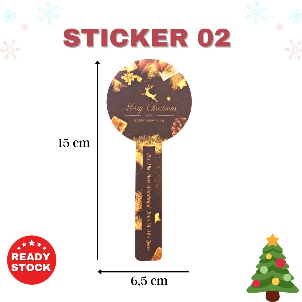 Sticker segel toples box hampers natal christmas xmas 6,5 x 15 cm ecer