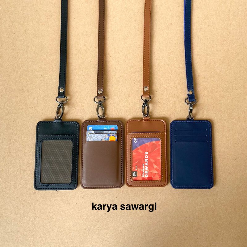 Id card holder name tag kulit | an