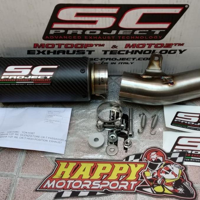 PRODUK- KNALPOT SC PROJECT CRT CARBON KHUSUS YAMAHA R-6 ORIGINAL ITALY .