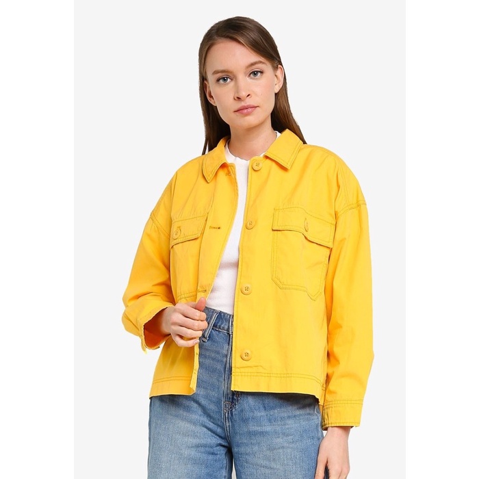 jaket wanita  Jaket Wanita Gap Crop Utility Jacket - Kuning, XS terlaris hoodie terbaru kirim hari i