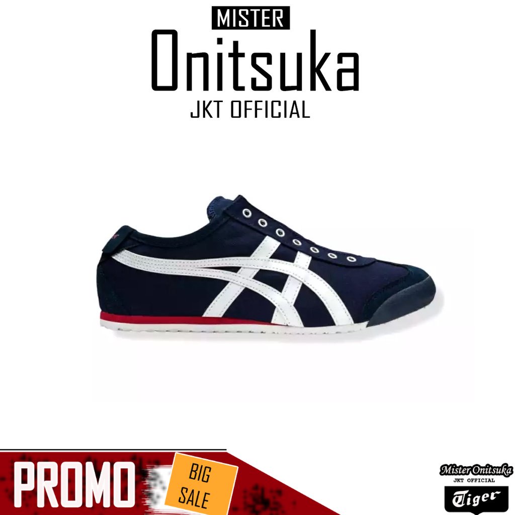 Sepatu original Onitsuka Tiger Slip On Navy White Red - 36