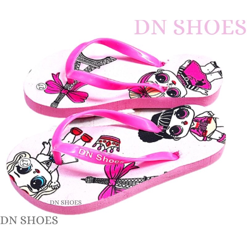 Sandal Anak Perempuan Sendal Jepit Anak Lucu Sandal Flat Anak Karakter Lol Pink Paris