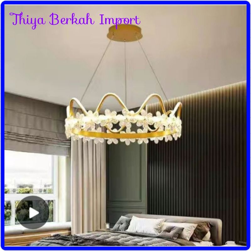 Berkah Import Kamar Tidur Ruang Tamu Crystal Crown Lampu Gantung Generasi Sederhana Bulat Rumah Tang