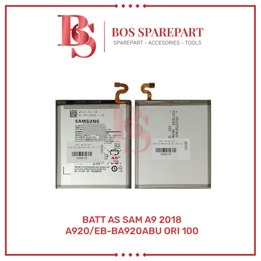 BATERAI AS SAMSUNG A9 2018 / A920 / EB - BA920ABU ORI 100 / BATTERY / BATRE