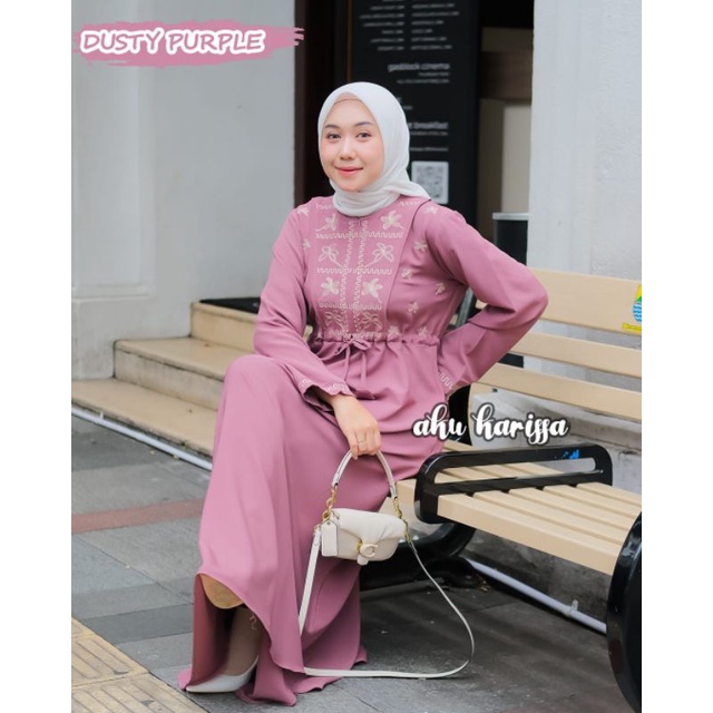Gamis Bordir Dewia Ori Aku Karissa/Tiffany Crepe