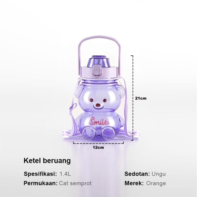Botol Minum Anak Bear Beruang Smile Viral Karakter Lucu Bening Transparan