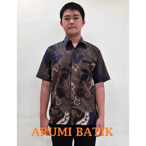 Kemeja Anak Laki Perempuan Batik Seragam Sekolah TK SD 3158 Biru