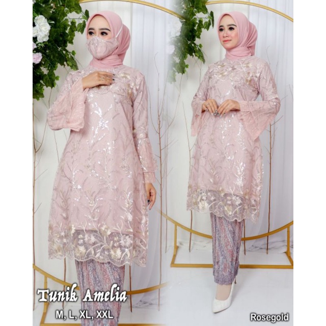 Stelan Tunik Amelia Tulle Tuton Free Masker Original Butik