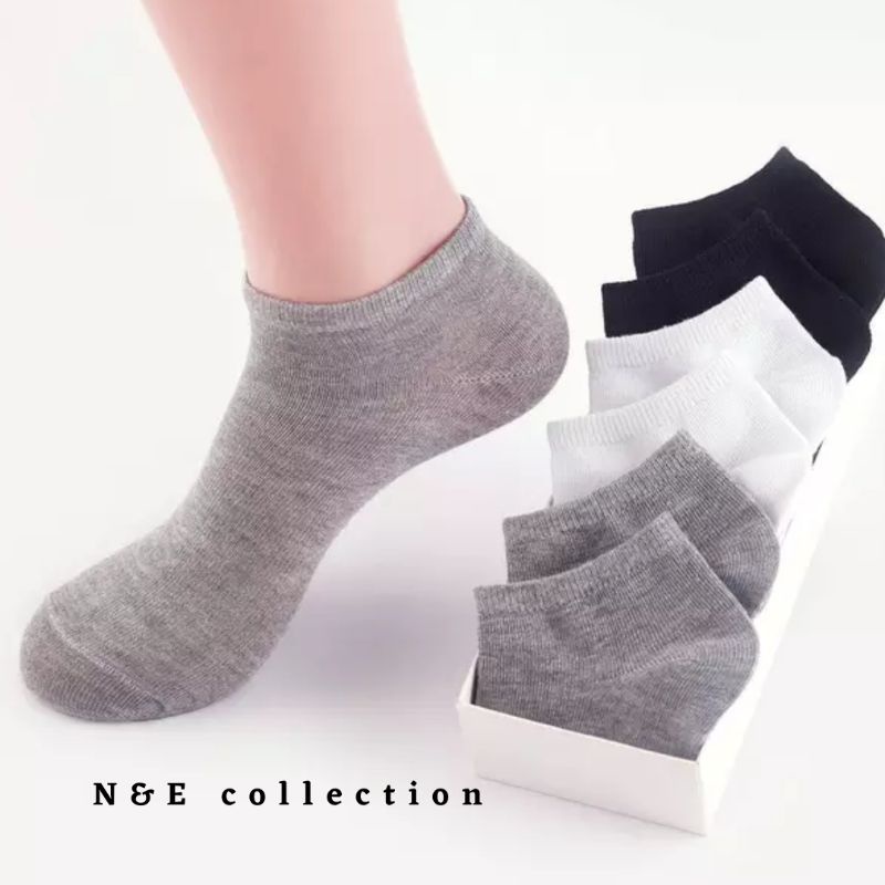 kaos kaki pendek wanita pria, ankle sock, kaos kaki pendek polos. unisex