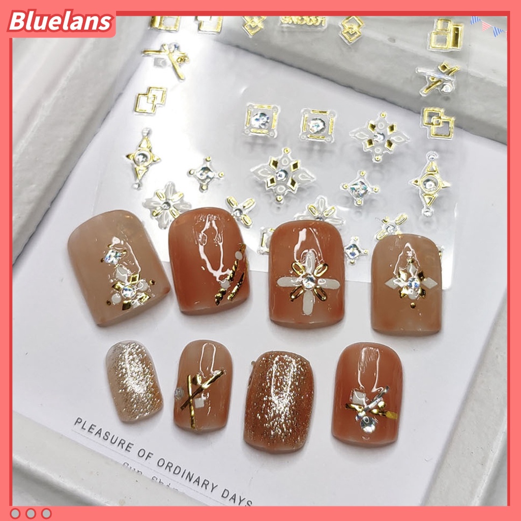 (In Stock) Kacamata Hitam Lensa Warna Warni ♡20pcs / Set Stiker Kuku Motif Bintang Efek Metalik 5D Untuk Manicure