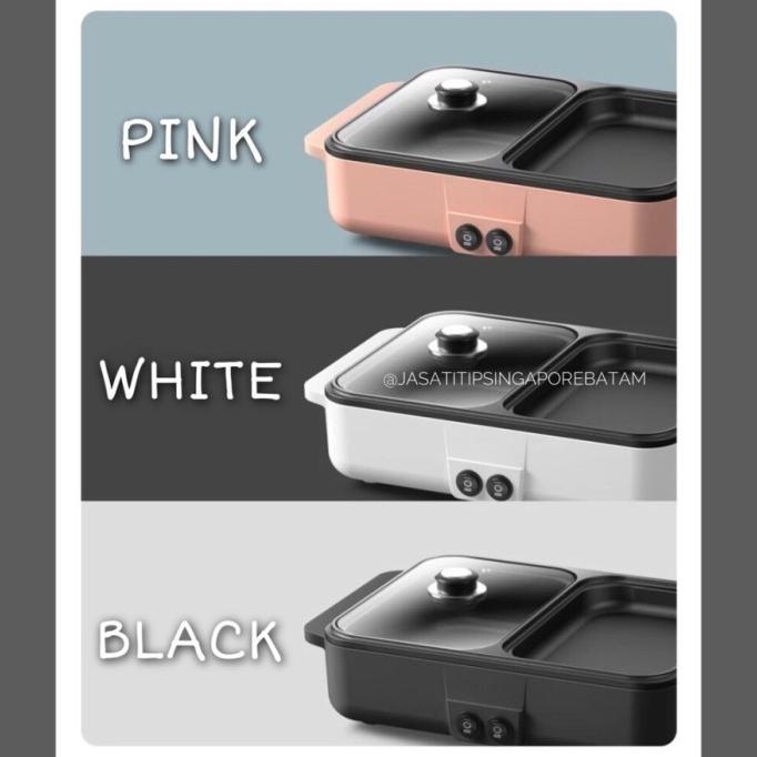 TERLARIS SHENAR, MINI ELECTRIC HOTPOT 2 IN 1 / MINI STEAMBOT & GRILL PAN BBQ /PERALATAN MASAK SET/PA