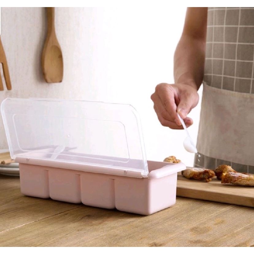 KeiKei Wadah Kotak Tempat Bumbu Dapur Set 4 sekat 4 in 1