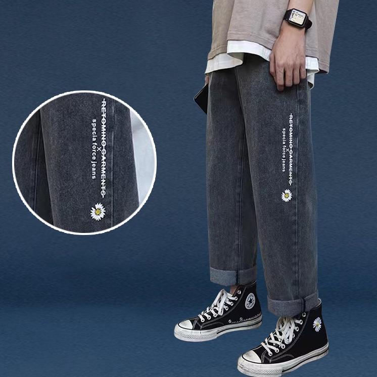 Diskon Spesial--Celana panjang pria biru celana jeans pria kulot jeans baggy pants korean style loos