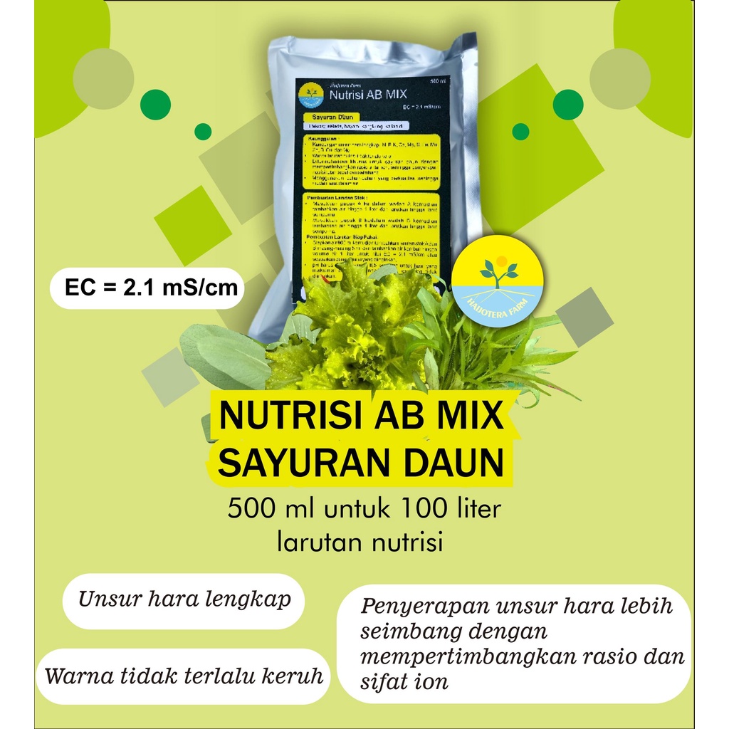 Nutrisi AB MIX Sayuran Daun Pekatan 500 ml (Untuk 100 Liter Larutan Nutrisi)
