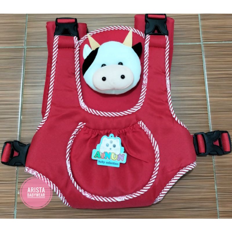 Gendongan depan bayi kepala boneka sapi