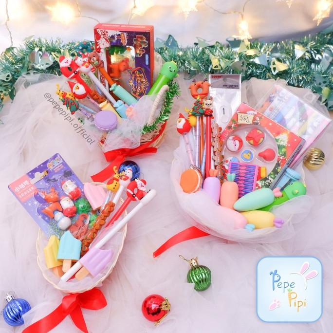 

=+=+=+] Parcel Hampers Natal Alat Tulis keranjang / Box Cantik Bingkisan Kado