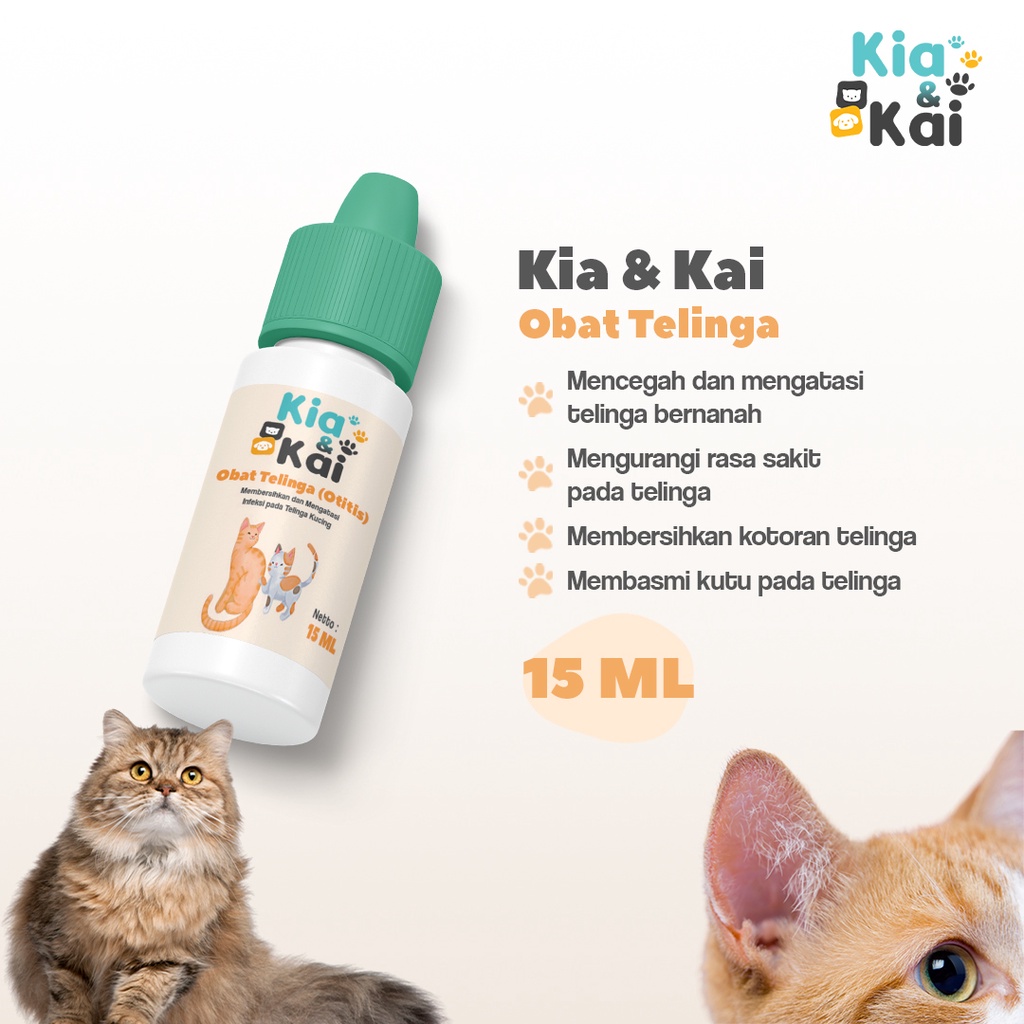 Obat telinga (otitis) untuk kucing Kia & Kai 15 ML