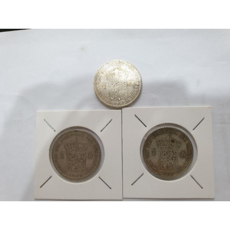 koin kuno 1 Gulden perak silver asli tahun 1929 masa penjajahan hindia belanda ratu wilhemina
