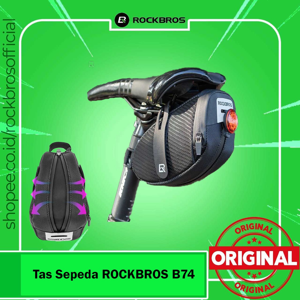 Tas Sepeda Rockbros B74 Hitam Tas Sadel Belakang Kapasitas Besar Multifungsi Touring Sport Anti Air 