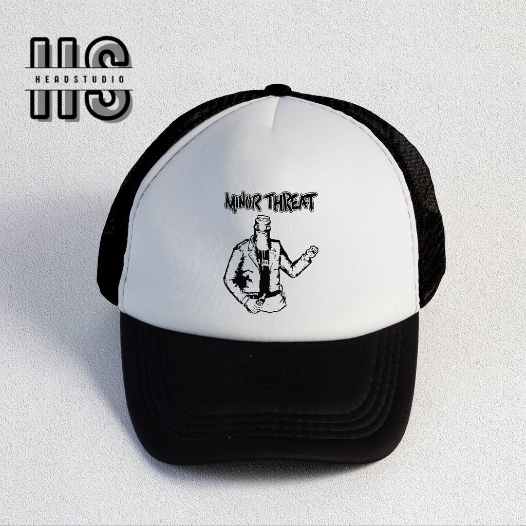 Minor Threat | Trucker Hat Best Seller | Topi Pria | Topi | Trucker | Topi Band | Baseball | Band | Topi Jaring | Topi Sablon | Head Studio