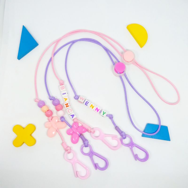adjustable strapmask/ tali masker anak candy free inisial nama ❤️