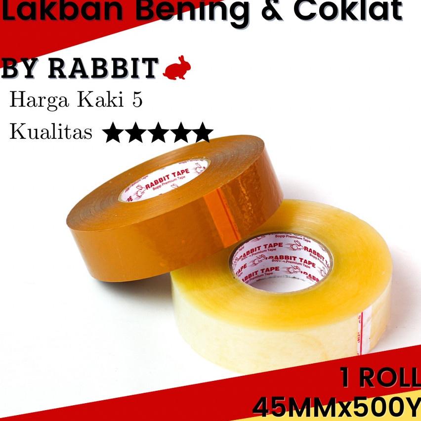 ⌤ Lakban Rabbit Jumbo Besar 500 yard 2 inc 300 meter 45mm Isolasi Solasi Selotip Tape Perekat Bening